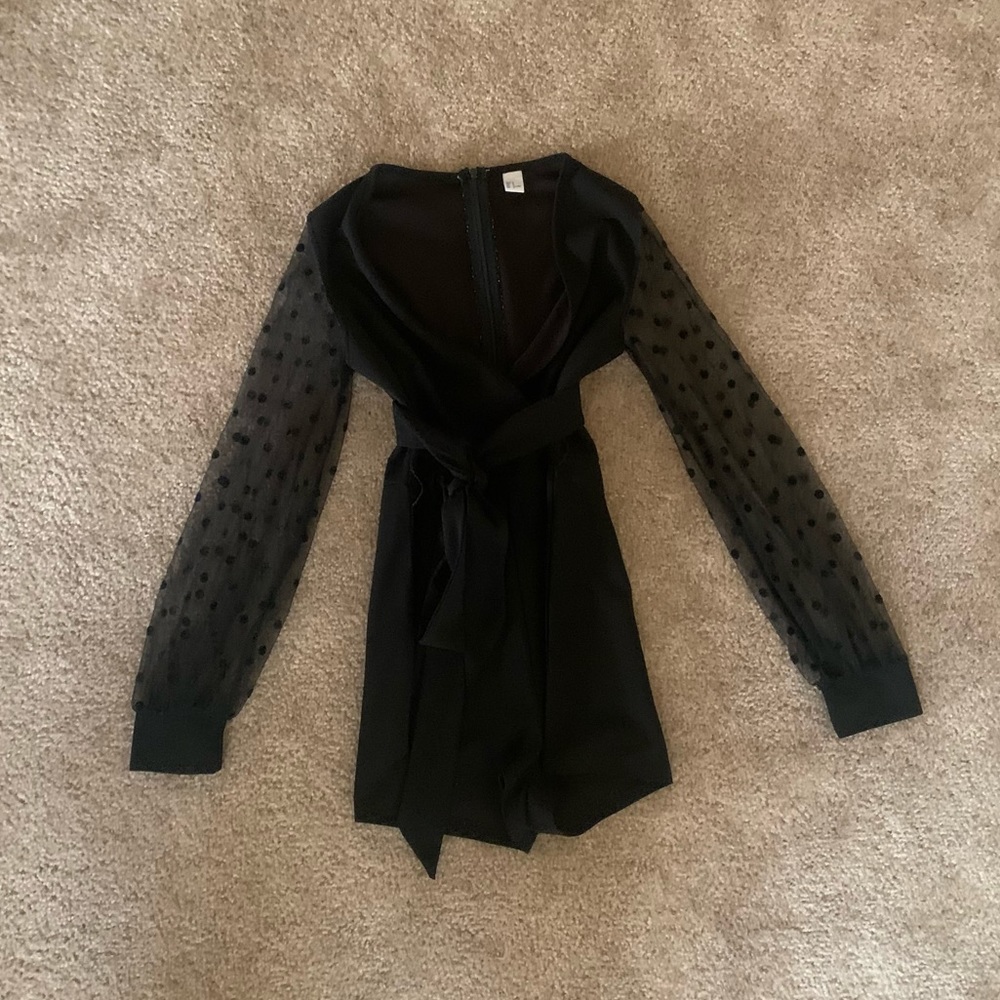 Black Mesh Sleeve Romper